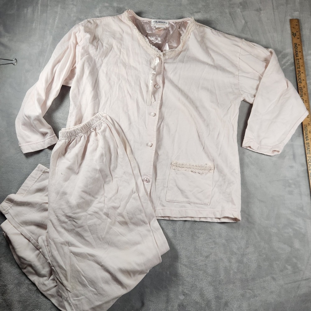 Of the Moment Ivory Pearl Button Short Sleeve Pajama Set Women's Medium M